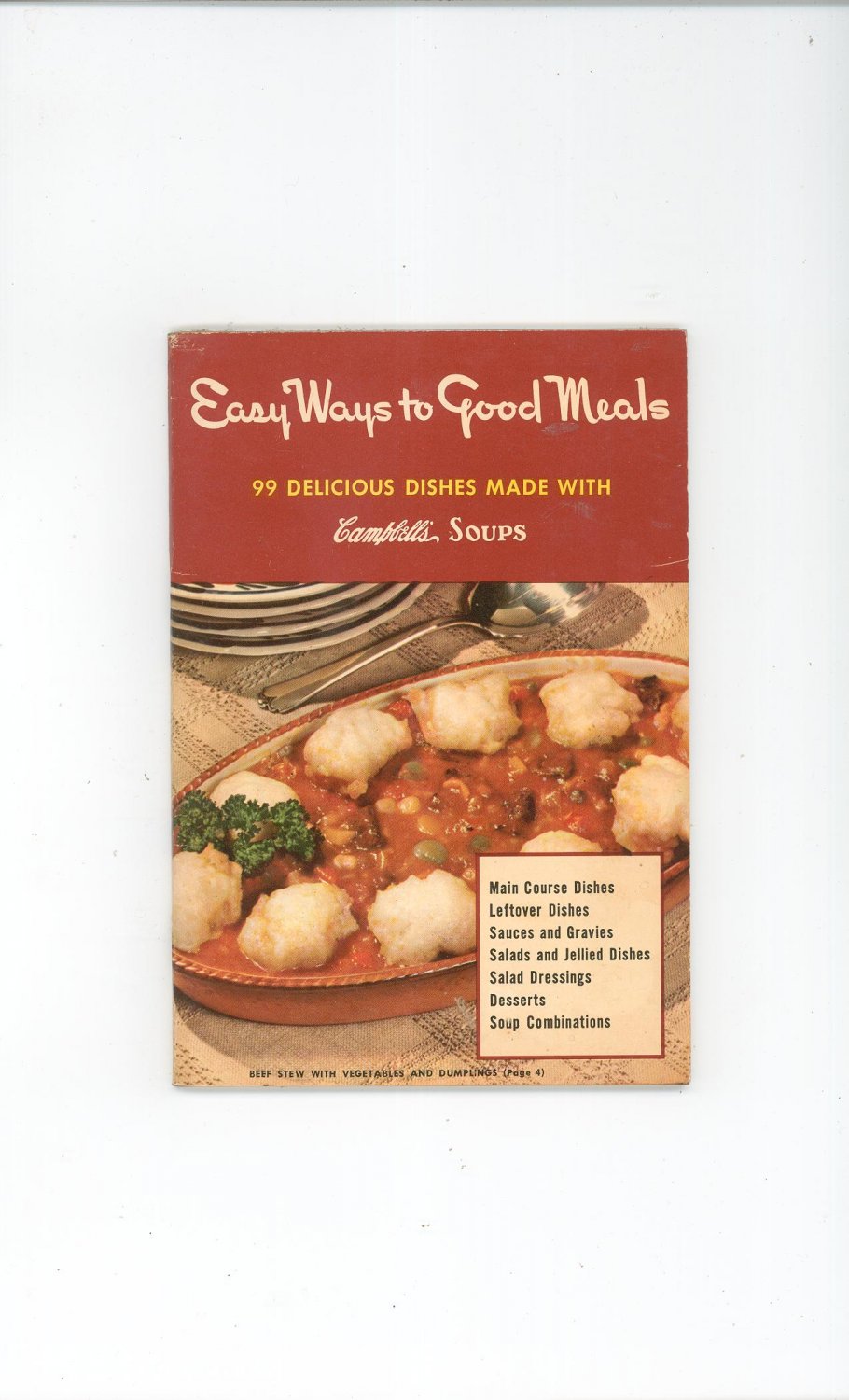 Vintage Easy Ways To Good Meals Cookbook by Campbell Soup 1949