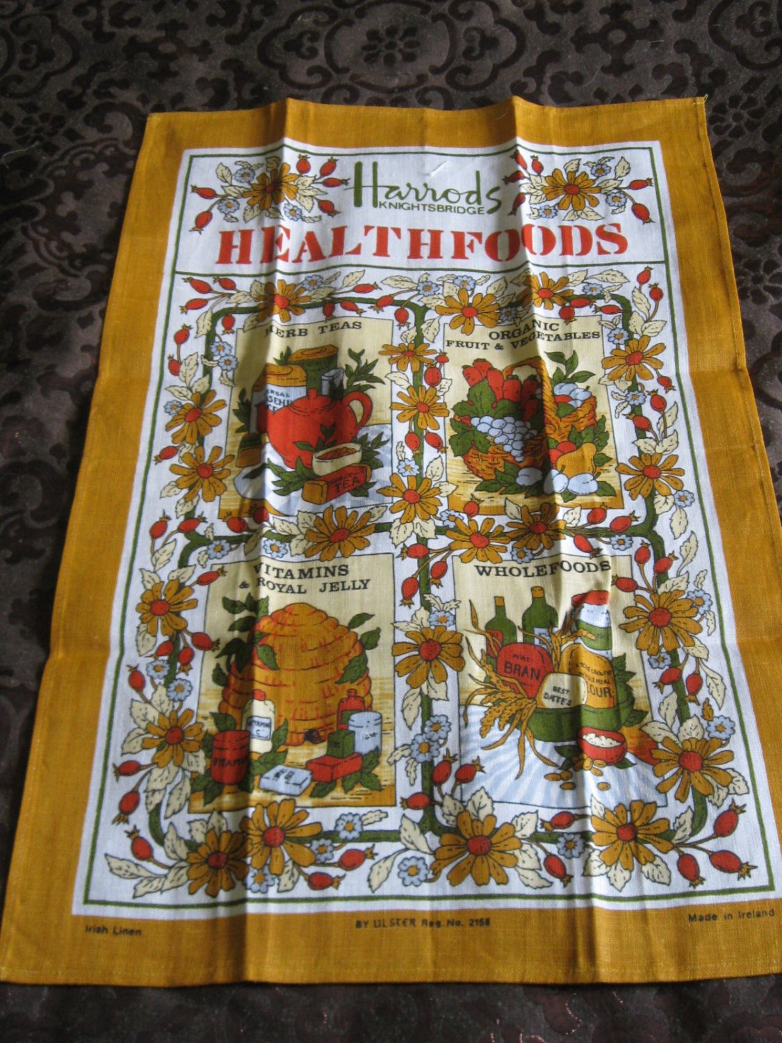 Souvenir Harrods Knightsbridge Tea Towel By Ulster Reg. No. 2158 Ireland Linen