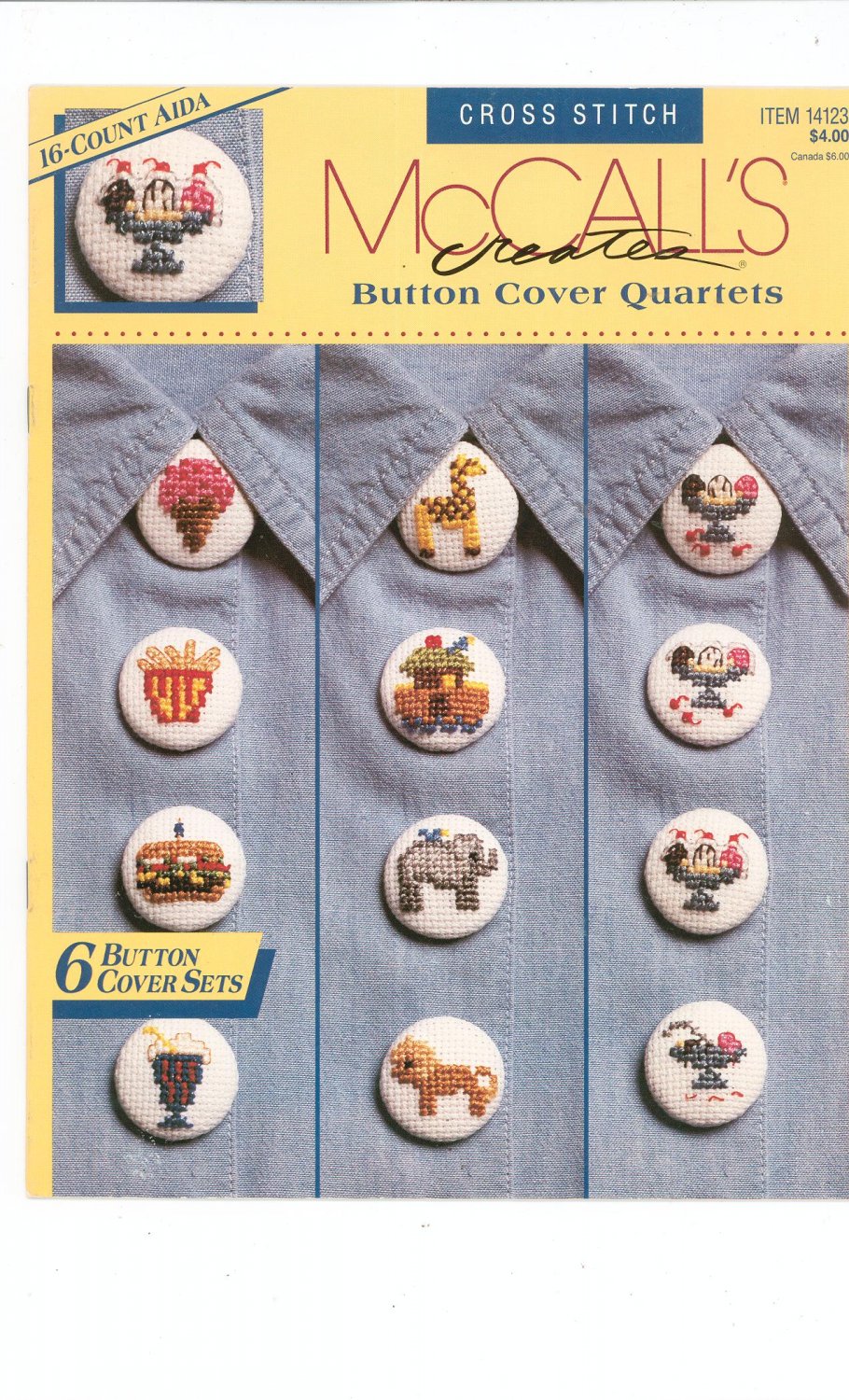 McCall's Creates Button Cover Quartets Number 14123 Cross Stitch