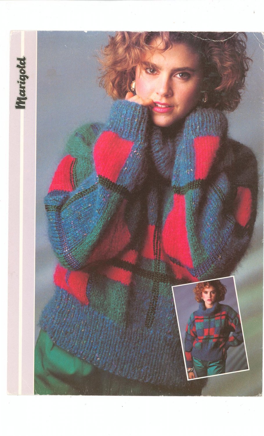Marigold Plaid Pullover Sweater Knitting Number MO 7