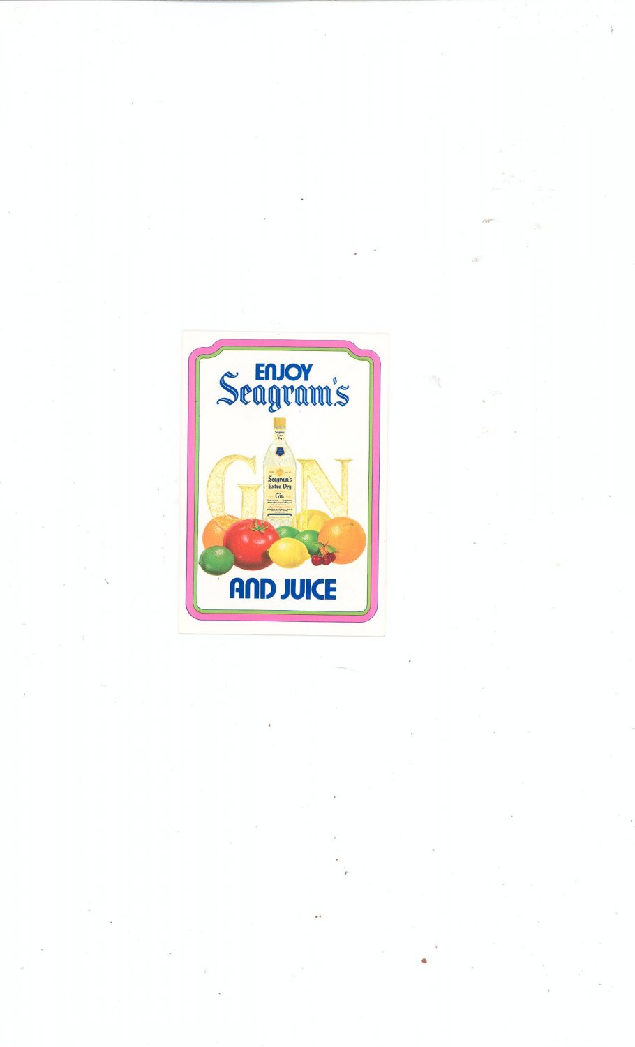Enjoy Seagrams Gin And Juice Recipe Booklet / Pamphlet