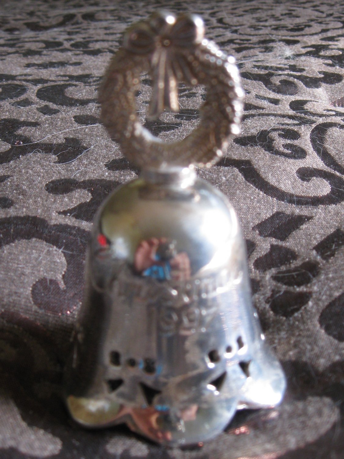 International Silver Christmas 1997 Bell Ornament With Wreath Handle