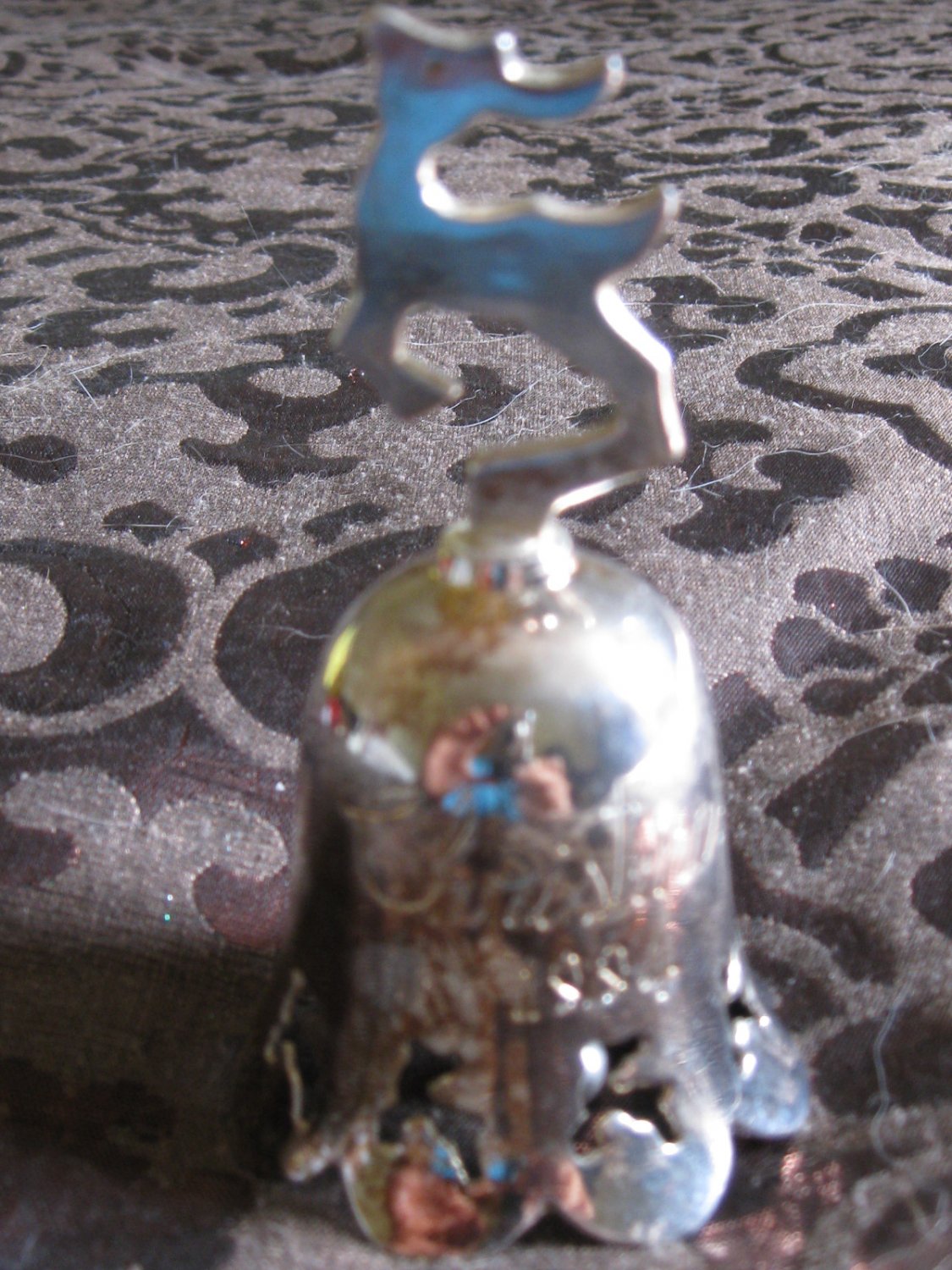 International Silver Christmas 1994 Bell Ornament With Reindeer Handle