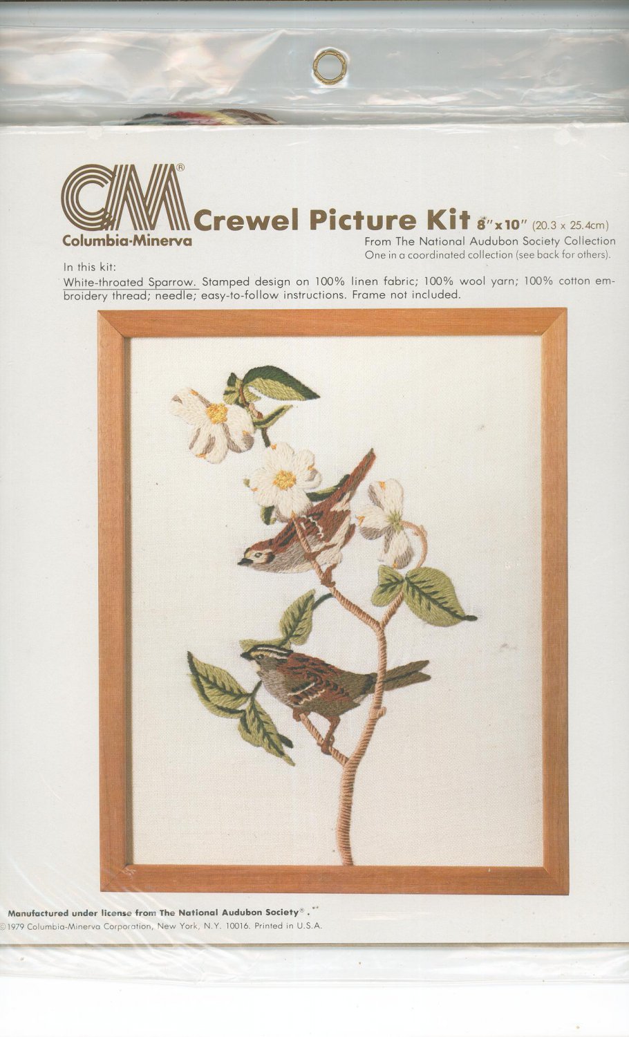 Crewel Picture Kit White Throated Sparrow by Columbia Minerva 7995