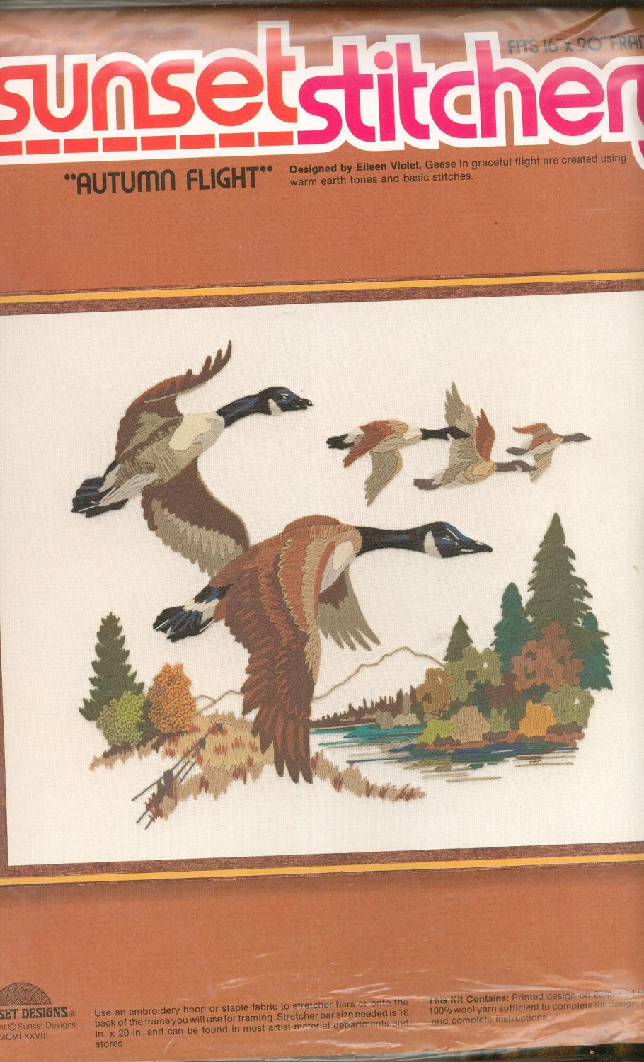 Sunset Stitchery Autumn Flight Geese In Flight Picture designed By Eileen Violet