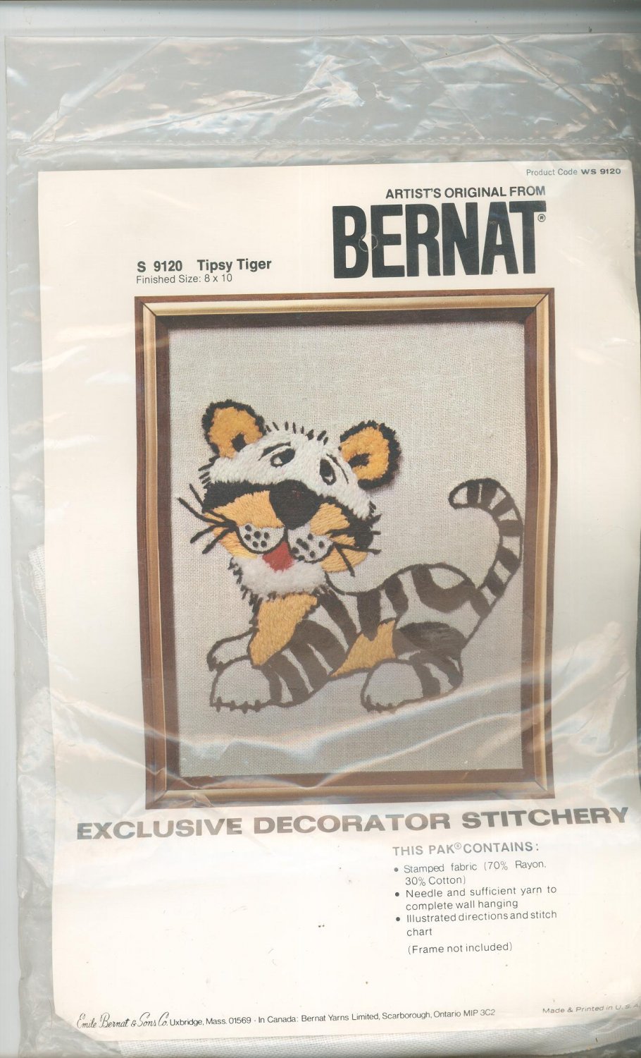 Tipsy Tiger Picture Kit Crewel By Bernat Number S 9120