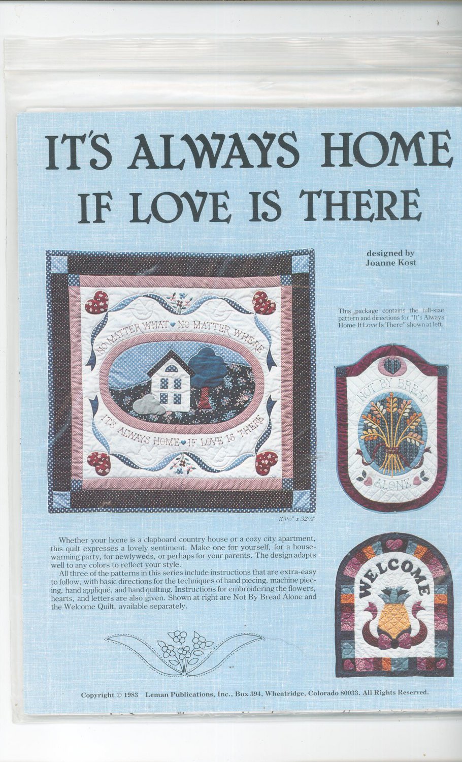 It's Always Home If Love Is There Quilt Pattern By Joanne Kost
