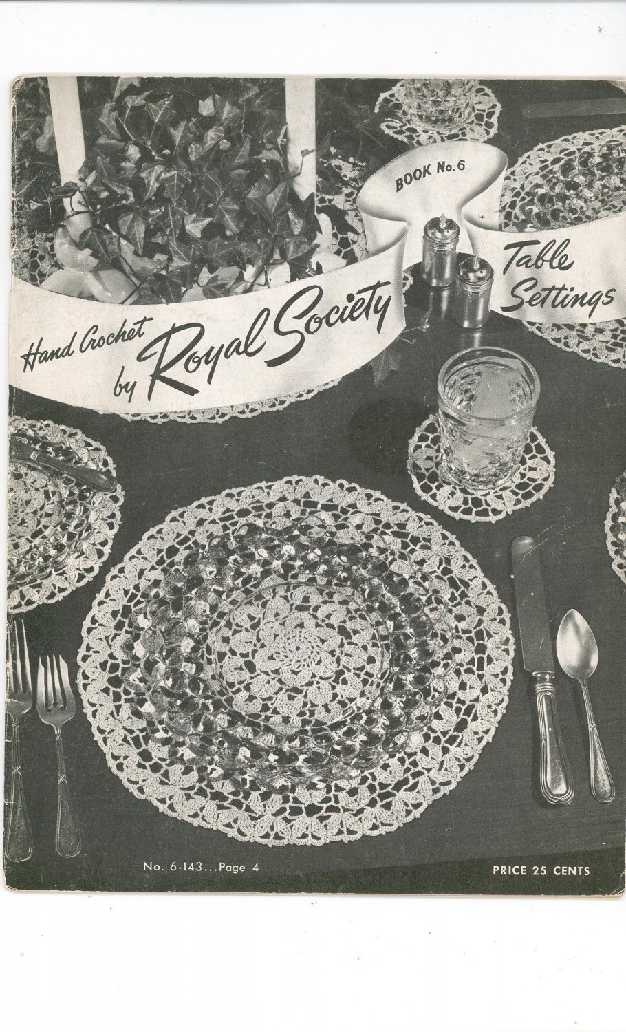 Hand Crochet By Royal Society Book Number 6 Table Settings Vintage 1946