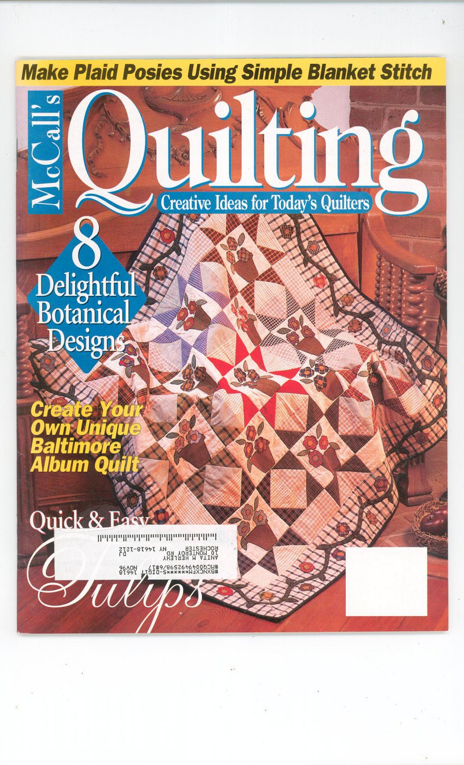 McCall's Quilting Magazine Back Issue February 1996
