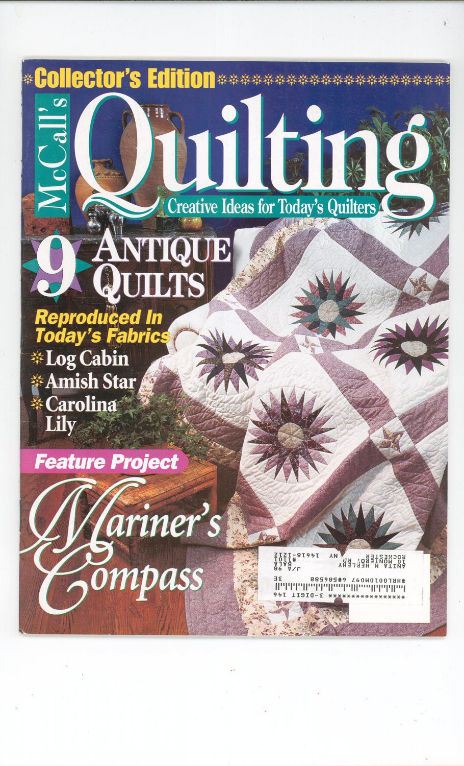 McCall's Quilting Magazine Back Issue February 1997 Collectors Edition