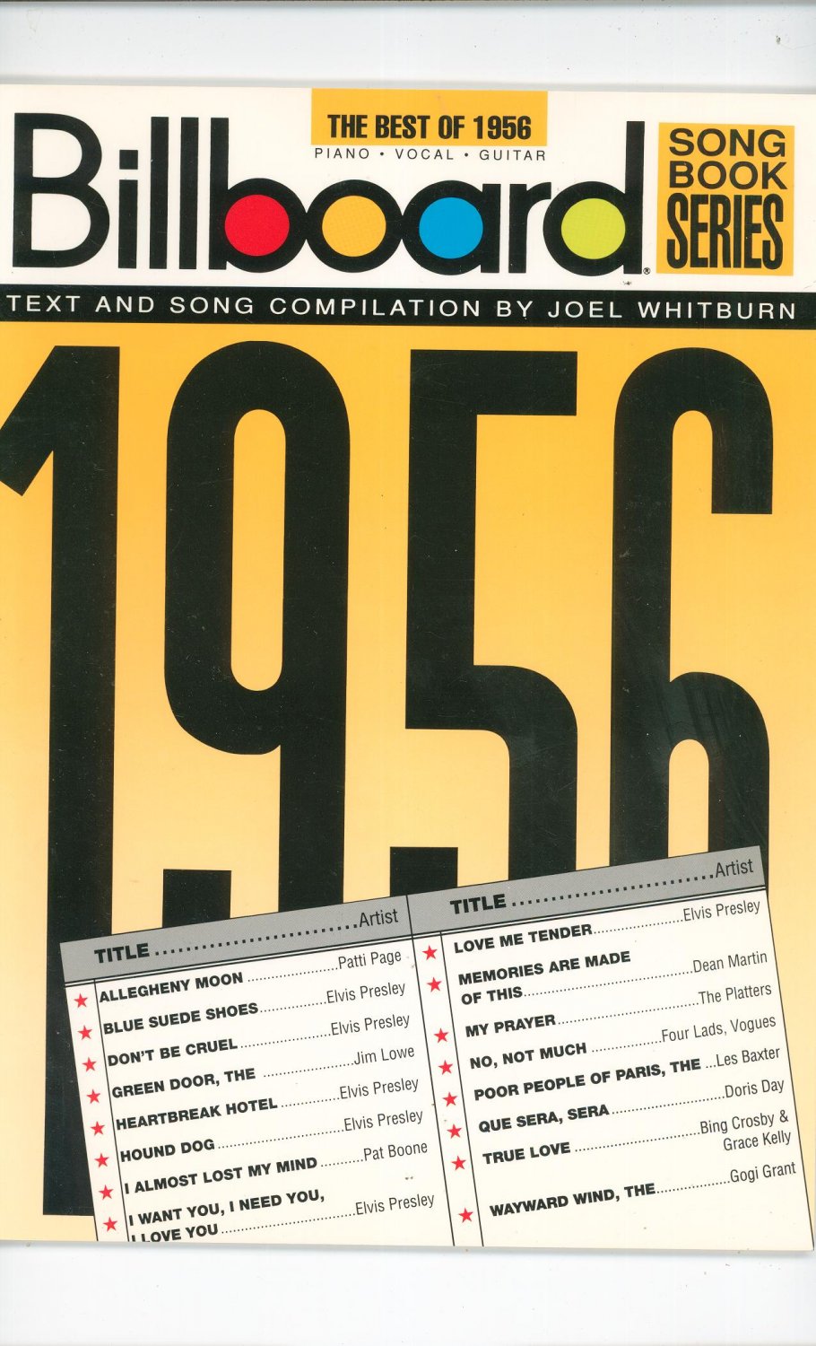 Billboard The Best Of 1956 Piano Vocal Guitar Joel Whitburn 0881888745