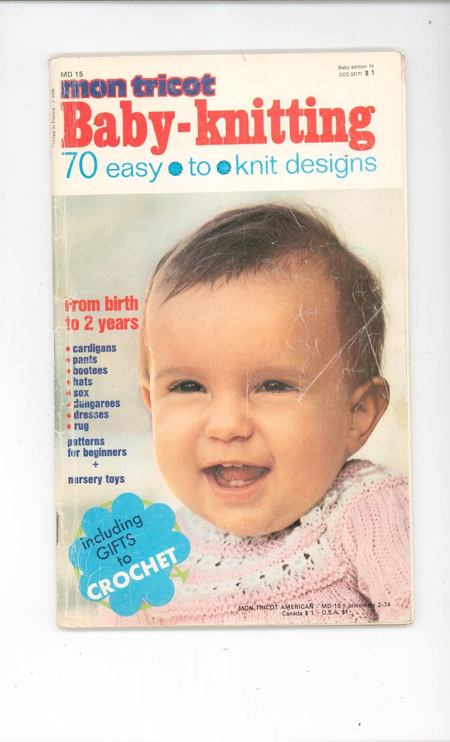 Mon Tricot Baby Knitting 70 Easy To Knit Designs Vintage 1974 MD 15
