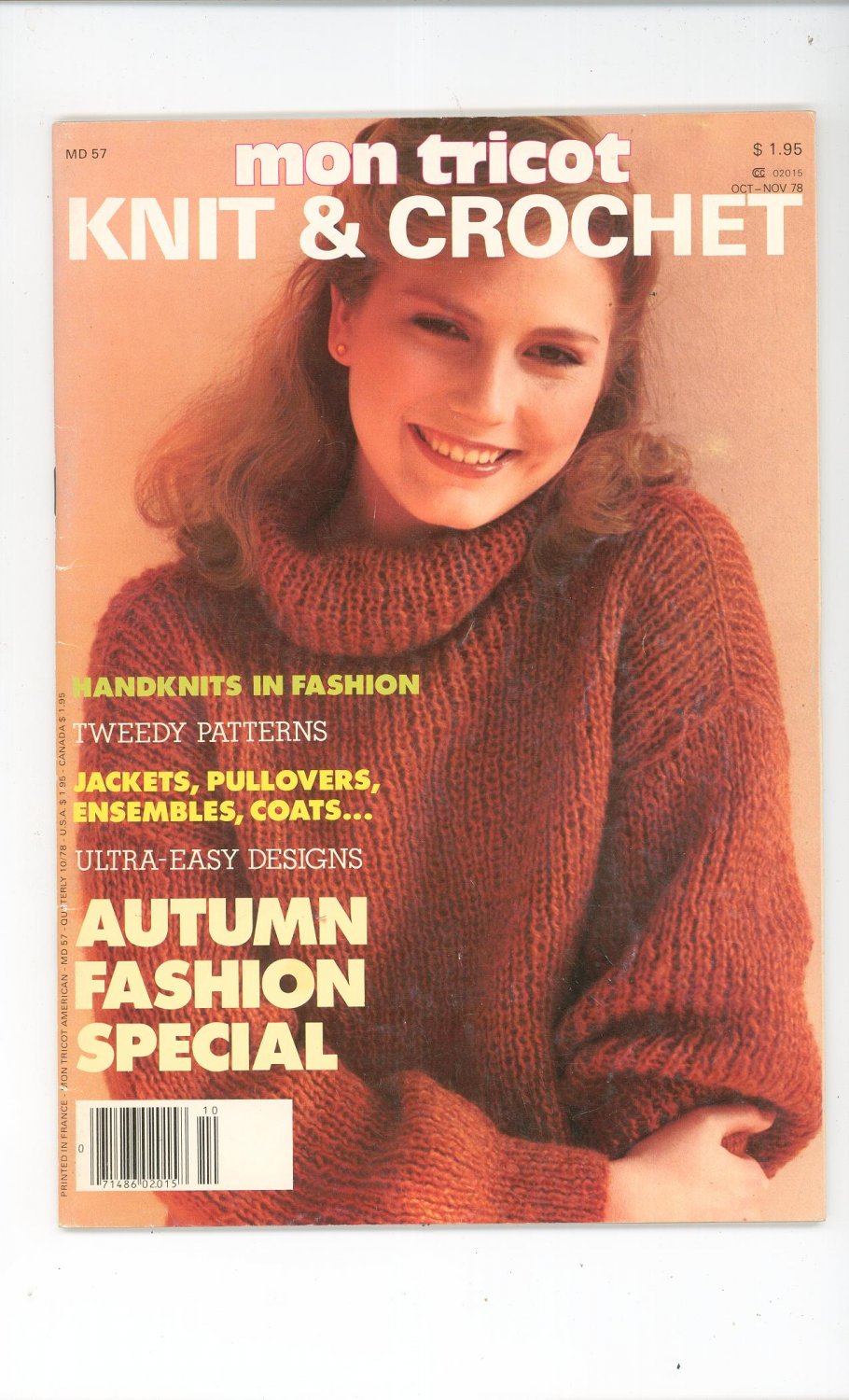 Mon Tricot Knit & Crochet Magazine Back Issue October November 1978