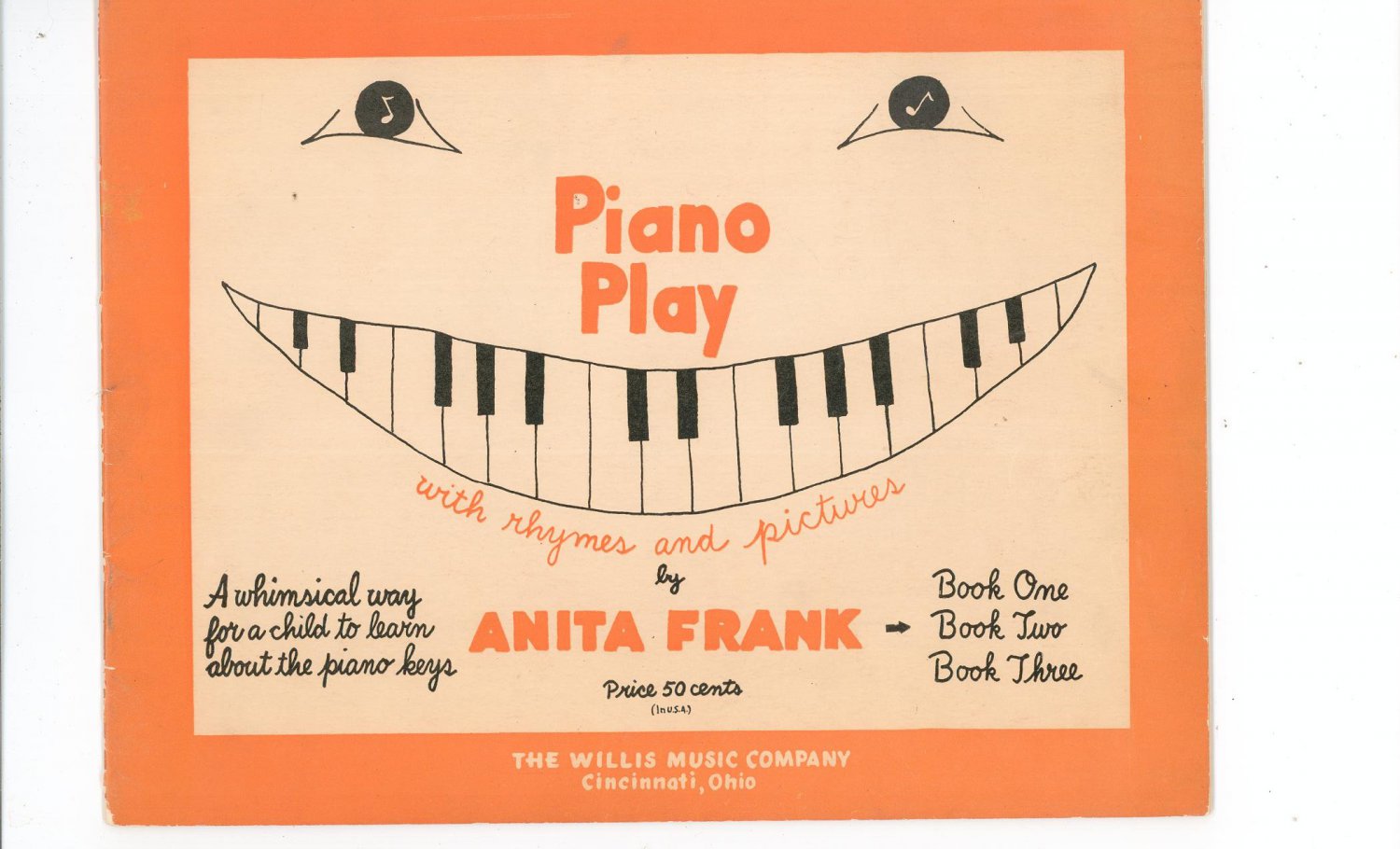 Vintage Piano Play Lot Of 3 By Anita Frank Book One Two & Three Child Learning 1950