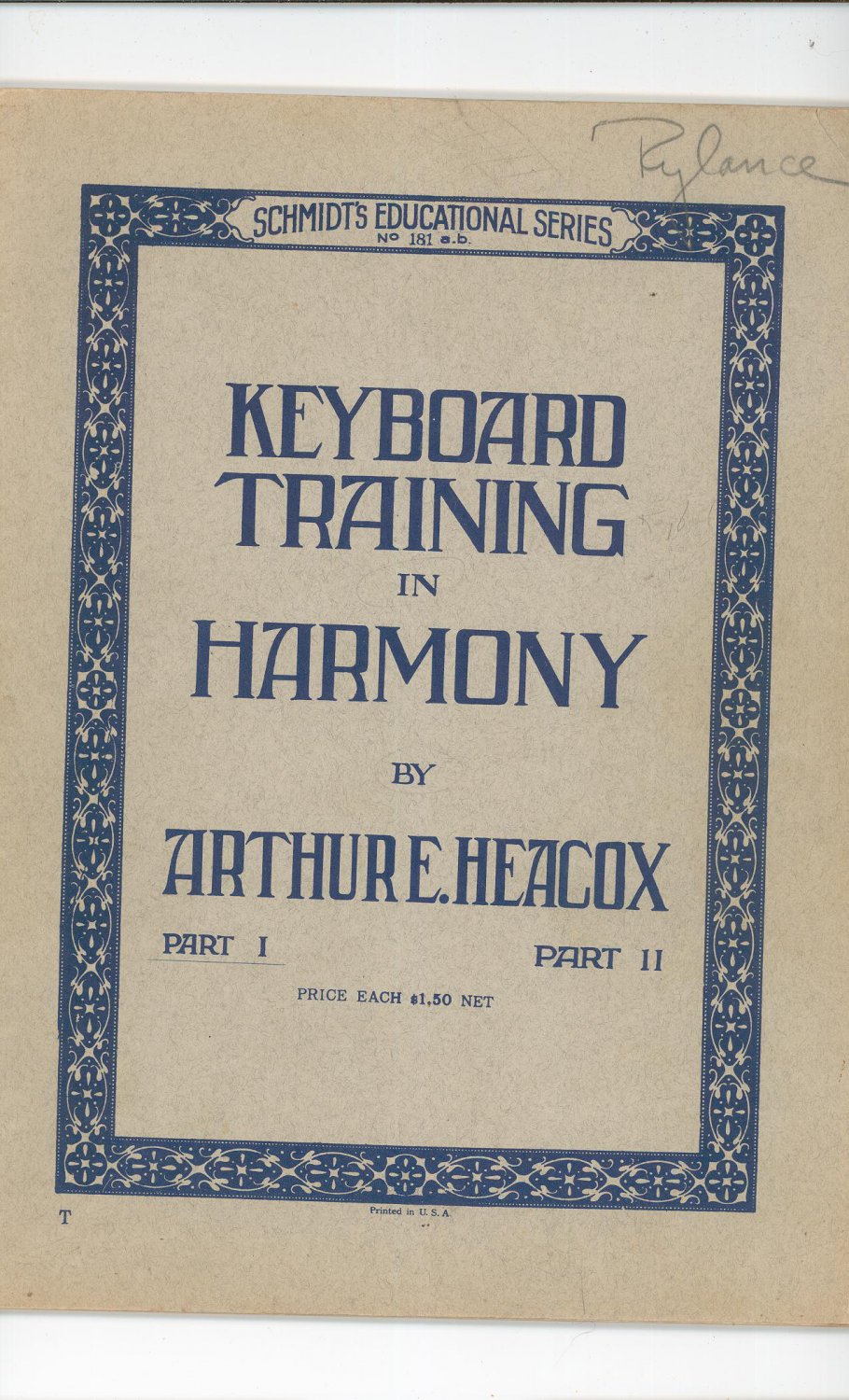 Vintage Keyboard Training In Harmony Part One Arthur Heacox 1945
