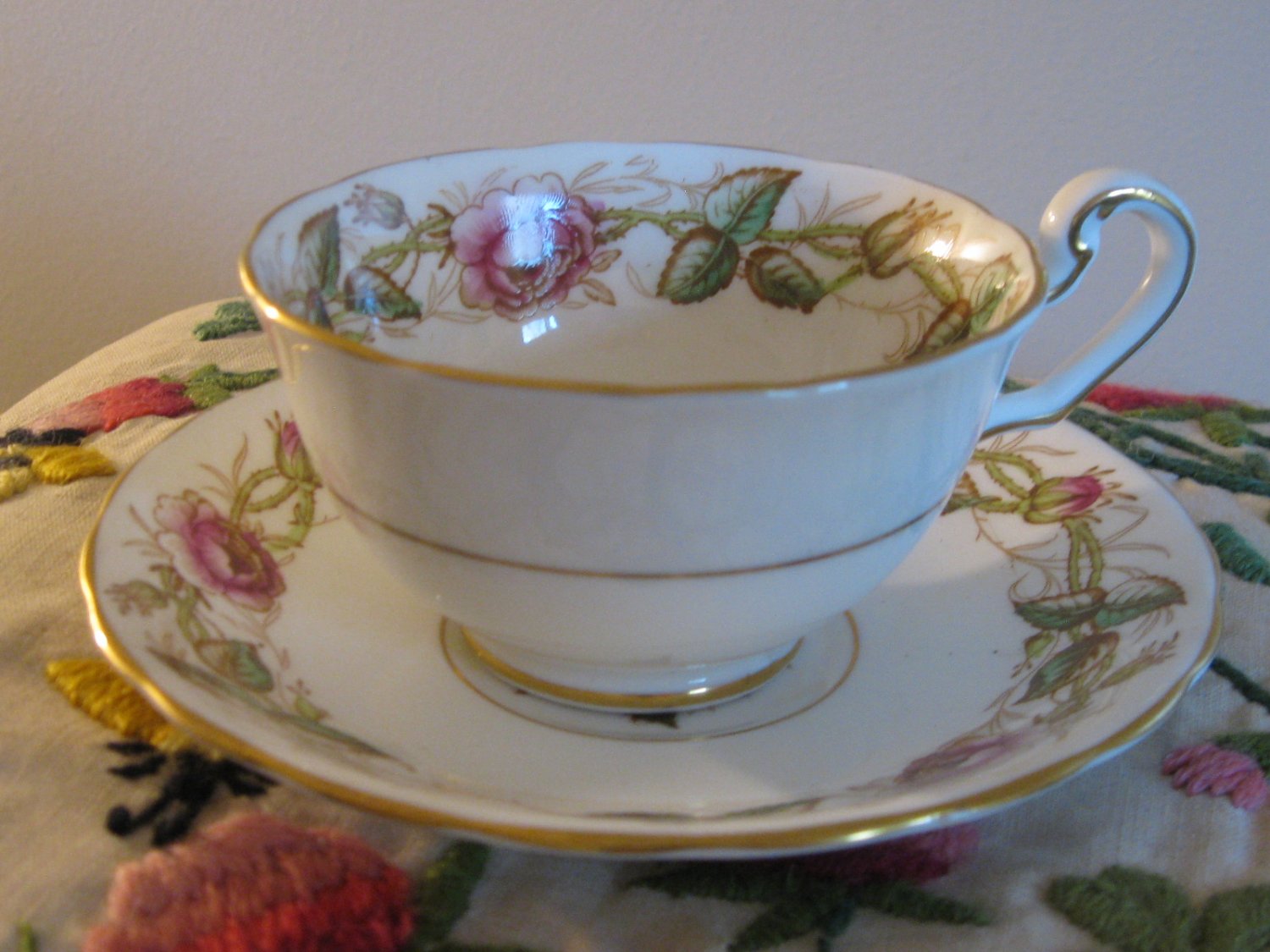 Victoria C & E Chelsea Cup & Saucer Bone China England Gold Trim