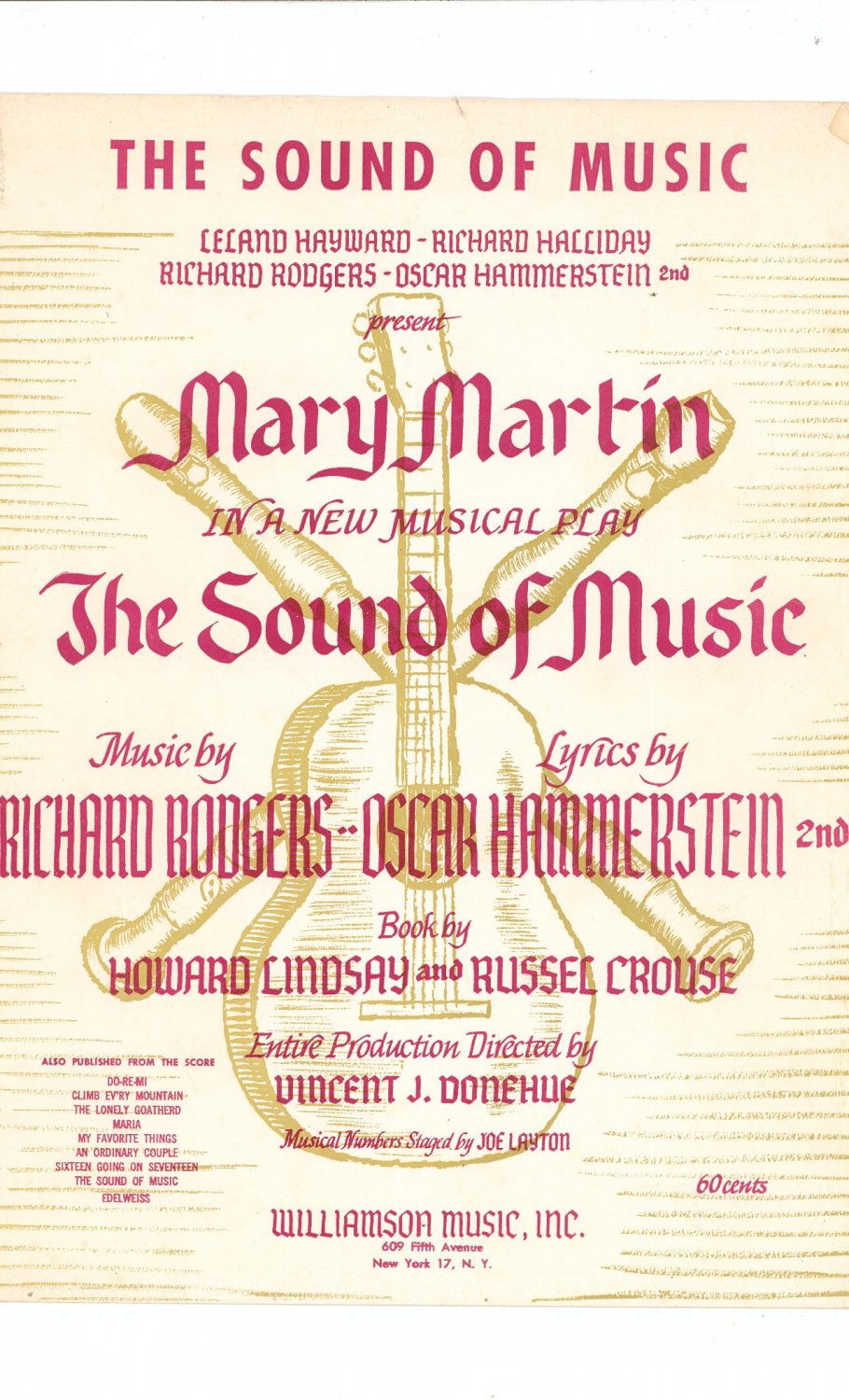 Vintage The Sound Of Music Mary Martin Sheet Music Shipping Special