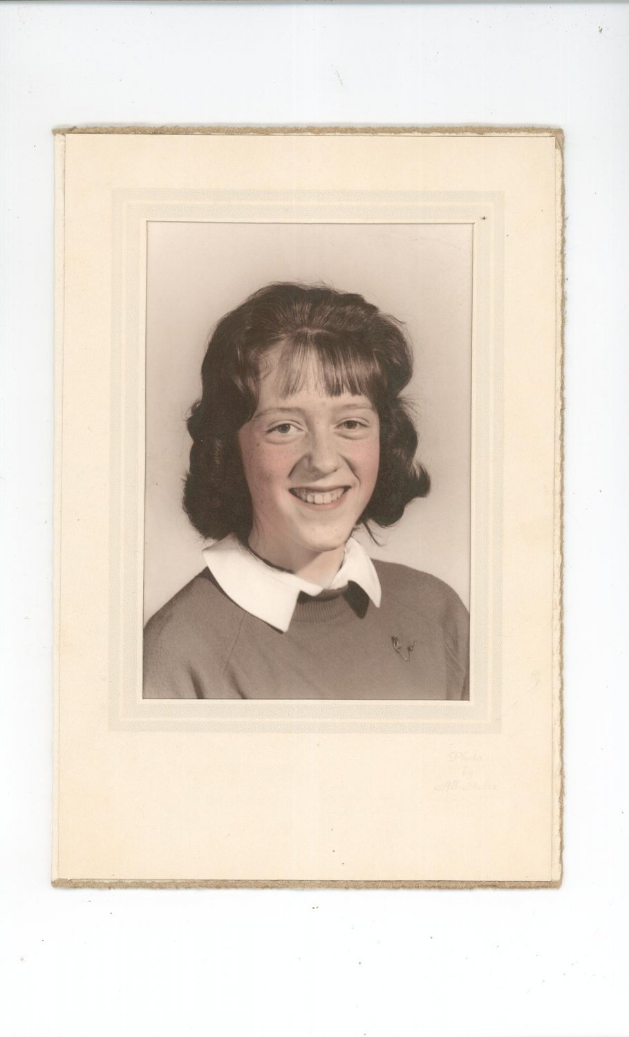 Vintage B&W Photo Young Woman / Lady In Folder All States
