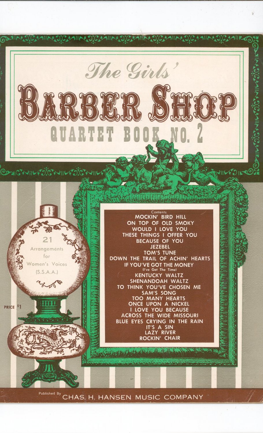 The Girls Barber Shop Quartet Book No. 2 Vintage Chas H. Hansen Music Company