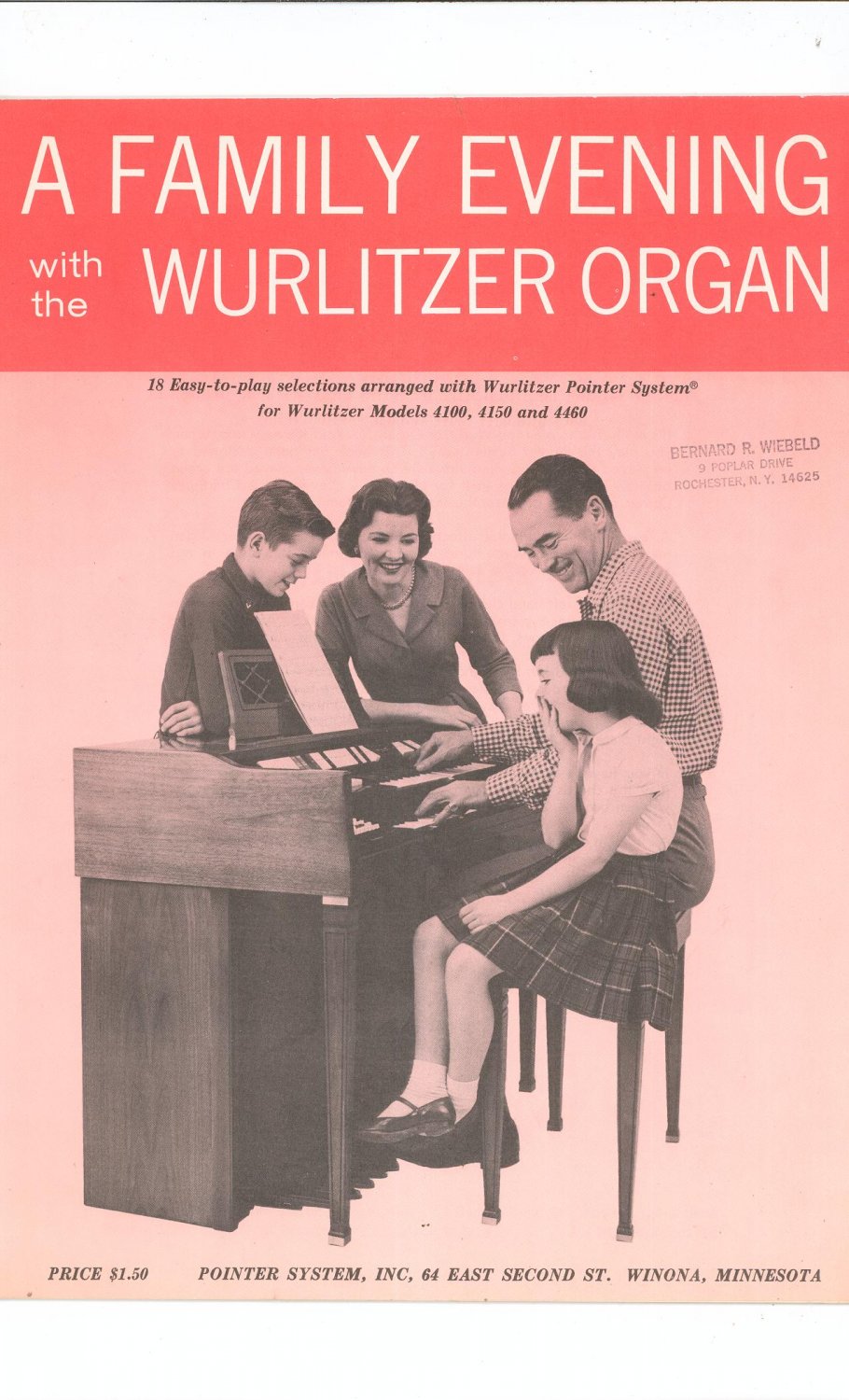 Vintage A Family Evening With The Wurlitzer Organ 1961