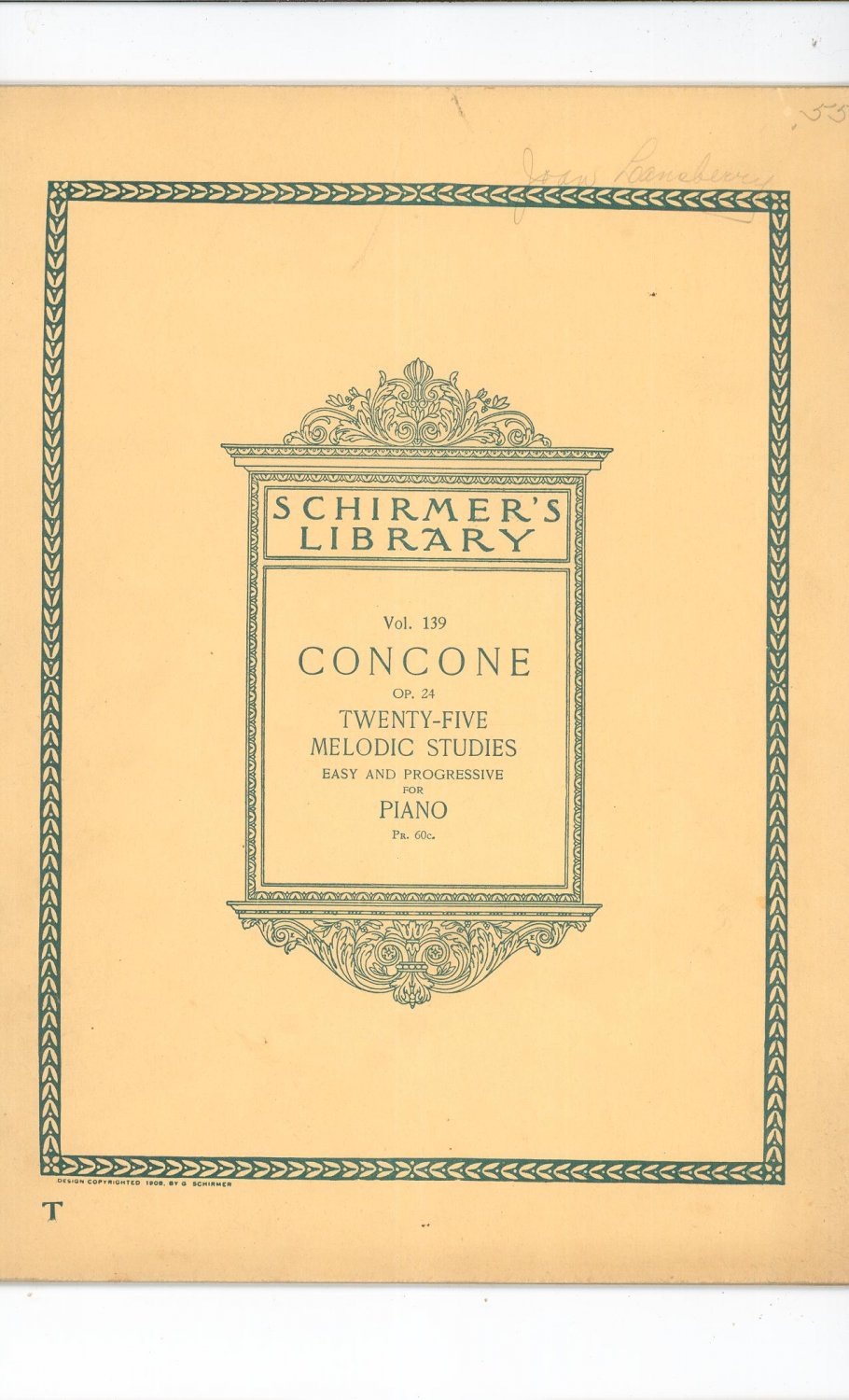 Vintage Concone OP. 24 For Piano Schirmer's Library Volume 139