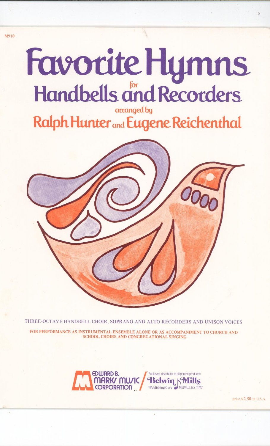 Favorite Hymns For Handbells And Recorders By R. Hunter & E. Reichenthal