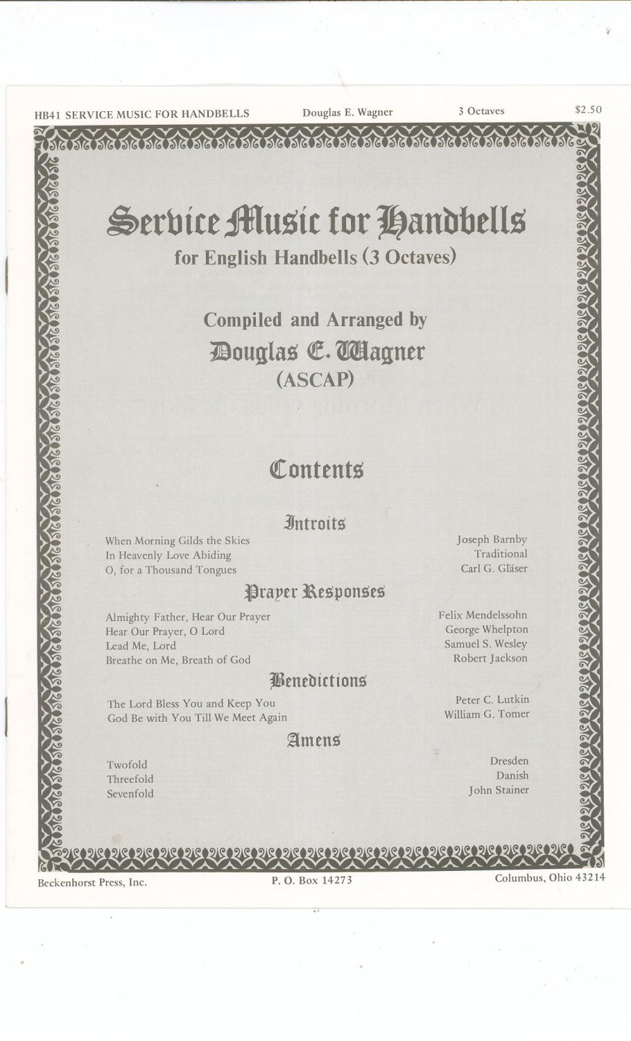 Service Music For Handbells By Douglas E. Wagner HB41