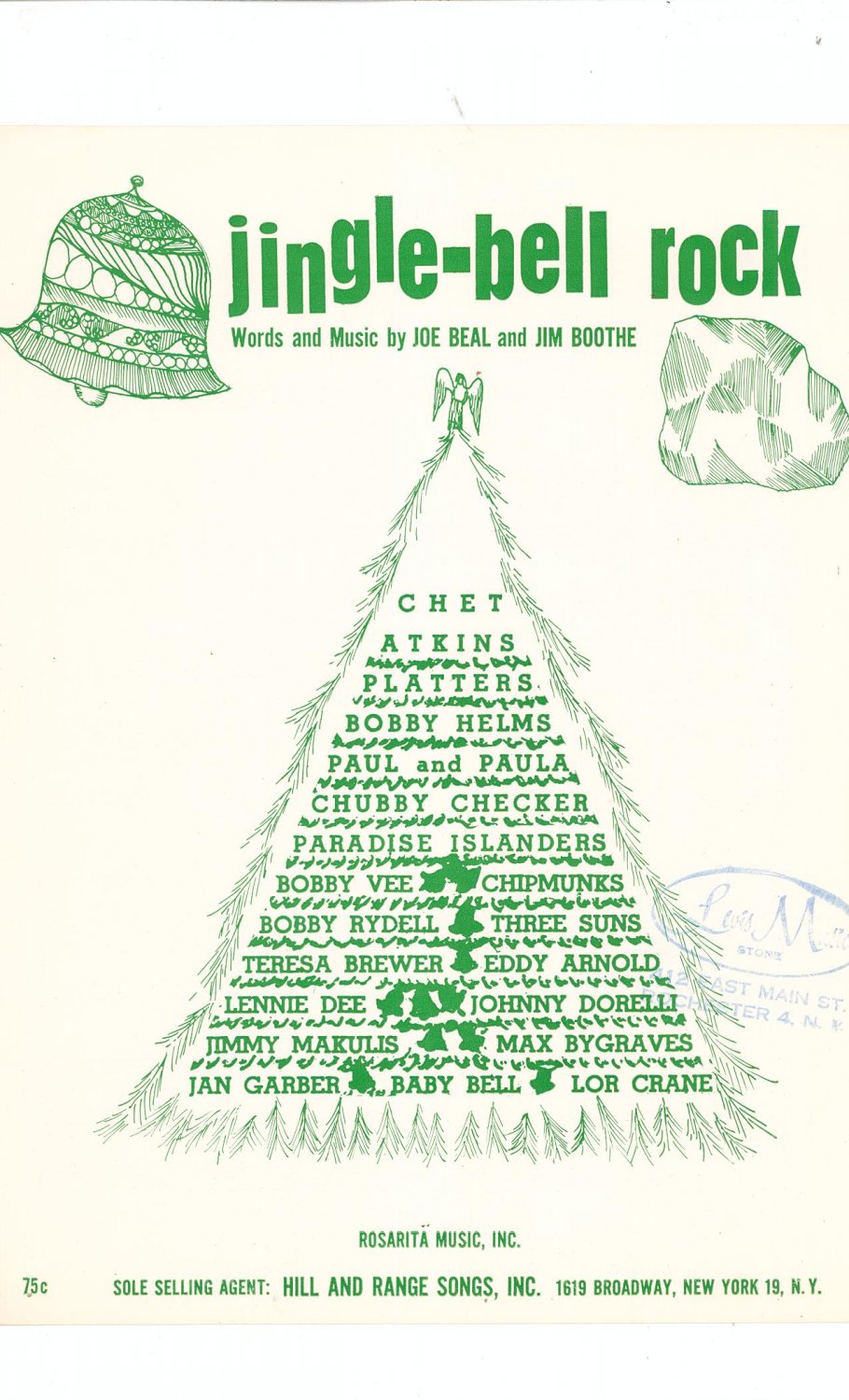 Vintage Jingle Bell Rock Sheet Music Rosarita Music Inc.