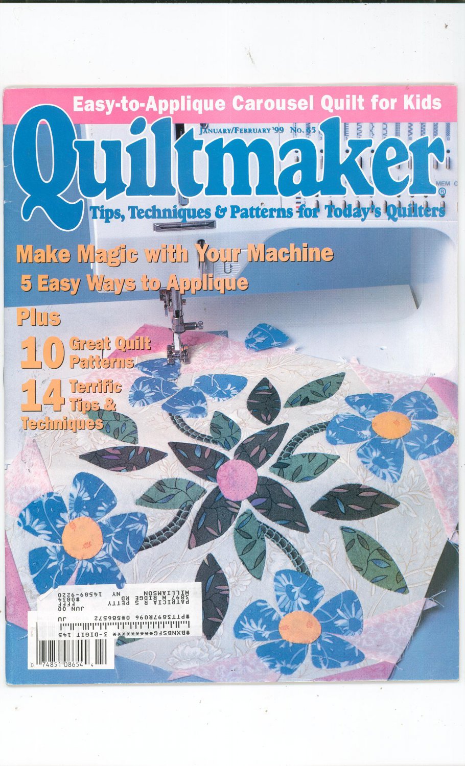 Quiltmaker Magazine January February 1999 Number 65 Patterns