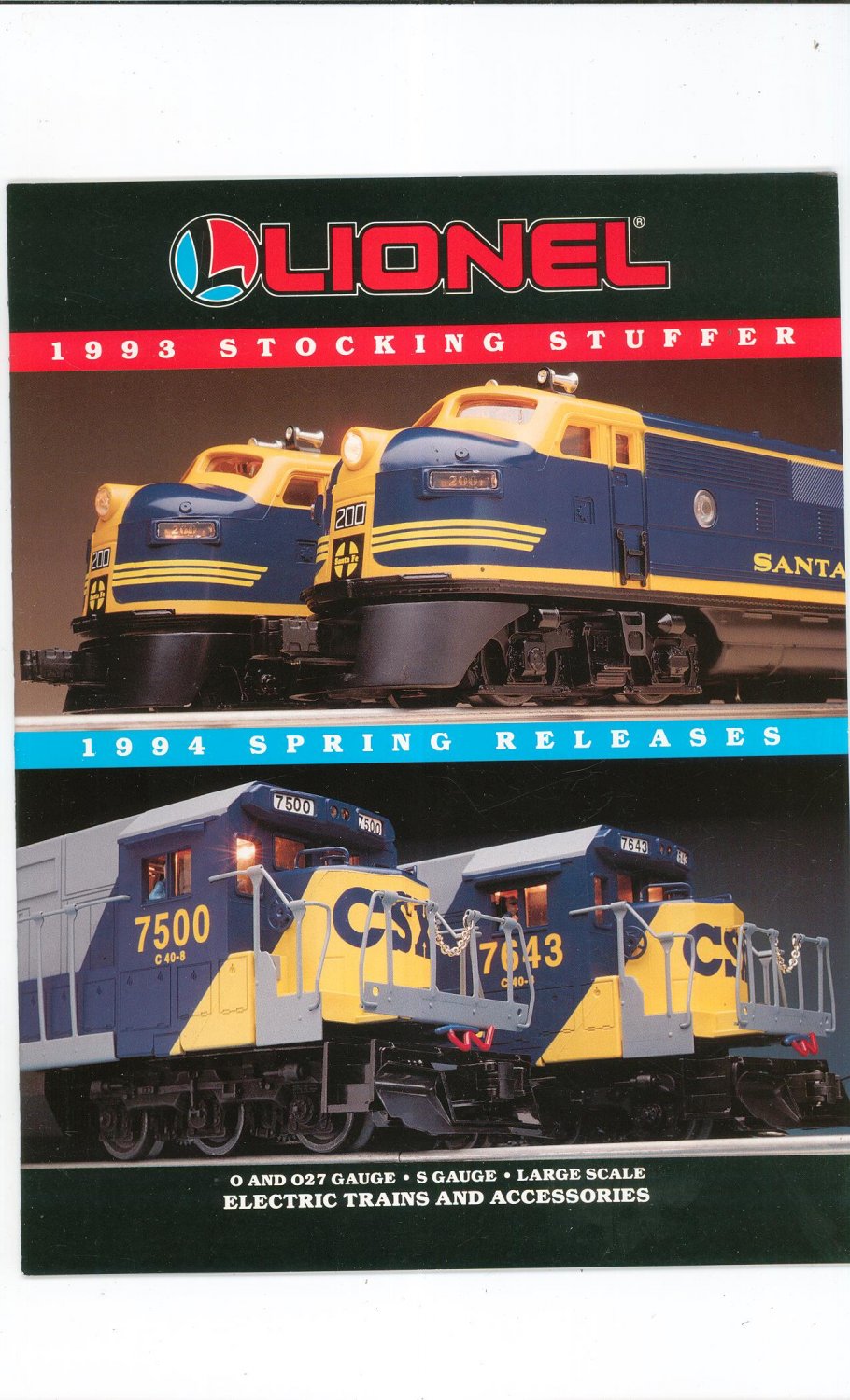 Lionel 1993 Stocking Stuffers & 1994 Spring Releases Catalog Not PDF Free Shipping Offer