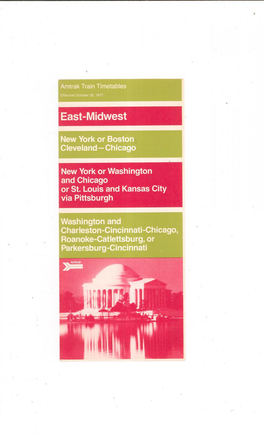 Vintage Amtrak Train Timetables East Midwest 1977