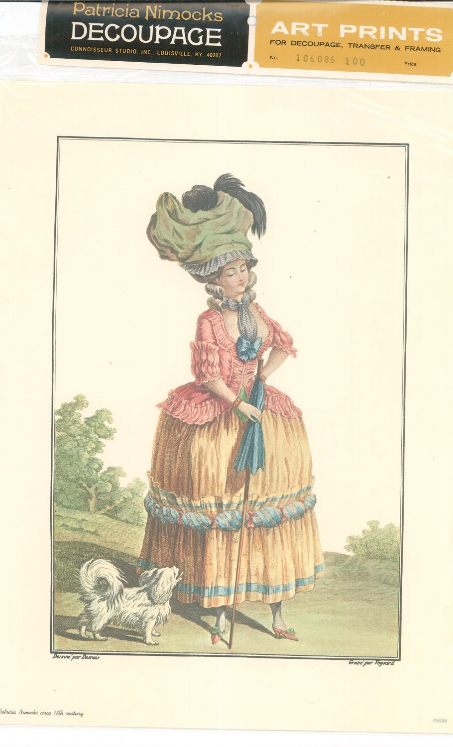 Patricia Nimocks Decoupage Art Print 18th Century Woman With Dog 106086 100