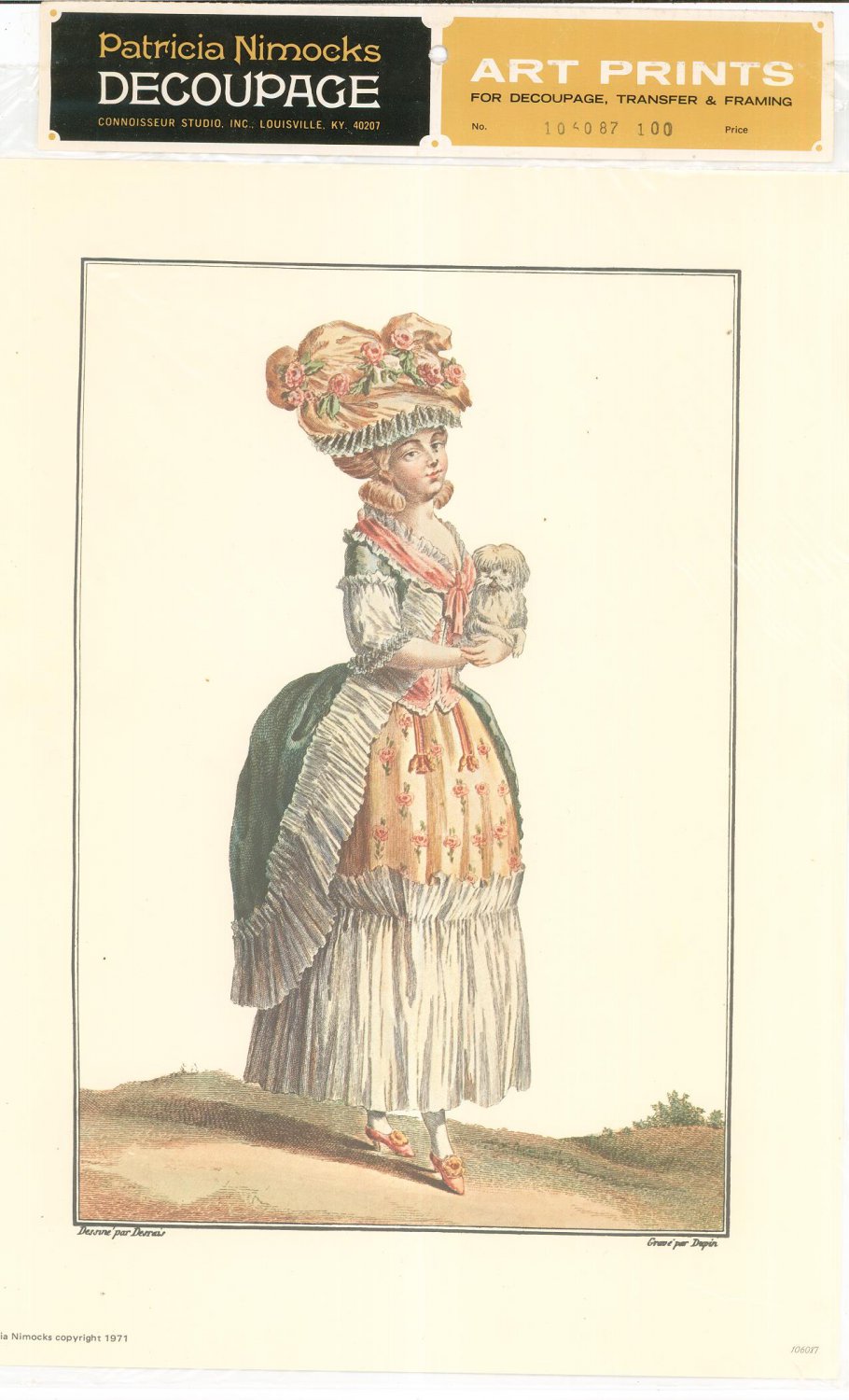 Patricia Nimocks Decoupage Art Print 18th Century Woman Holding Dog 106087 100
