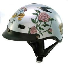 DOT Ladies Motorcycle Vented Silver Half Helmet Motorcycle