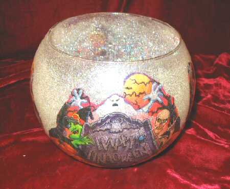 Holiday Halloween Candle Holder Glitter Frosted New!
