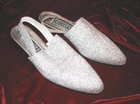 NEW Checkers Silver Shoes Pump Heel Sandals 7.5