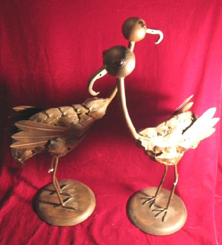 2 NEW Pier One 1 Copper Turkey Bird Halloween Sculpture