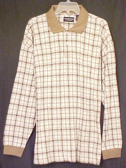 New Polo Style Shirt Pull Over Collar Tan Plaid 3XLT 3XT Big Tall Mens Clothing 410031-2