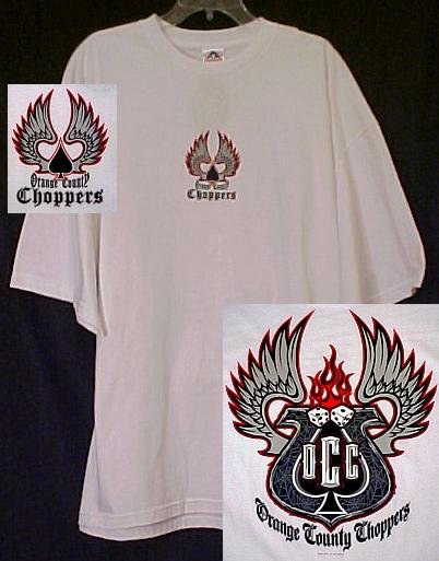 New OCC Orange County Choppers White Motorcycle Dice T-shirt 3X 3XL Big Tall Mens Clothing 410811-2