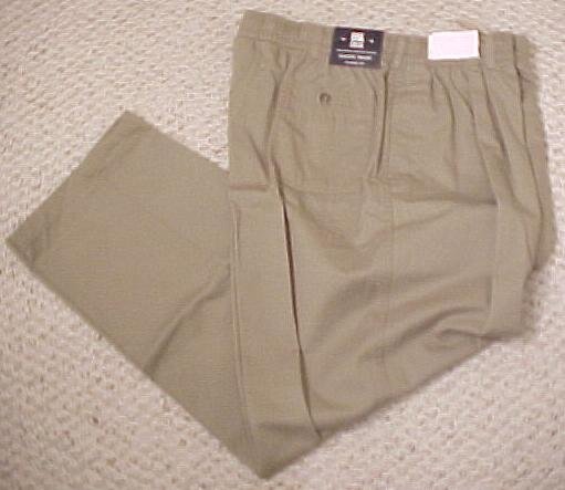 New Classic Fit Pants Tan Khaki Elastic Waist 48 X 32 Big Tall Mens Clothing 701951