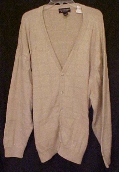 New Tan Cardigan Sweater Button Down Long Sleeve V Neck 3XL 3X Big Tall Mens Clothing 702091