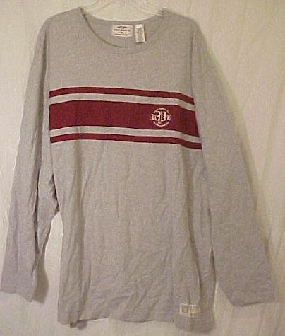New Ralph Lauren Polo Jeans Long Sleeve Gray Burgundy T-Shirt 2XL 2X Big Tall Mens Clothing 702531
