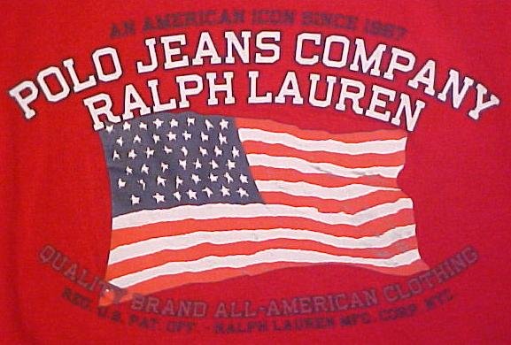 New Ralph Lauren Polo Jeans Red Black Ringer Flag T-Shirt 2XL 2X Big Tall Mens Clothing 702541