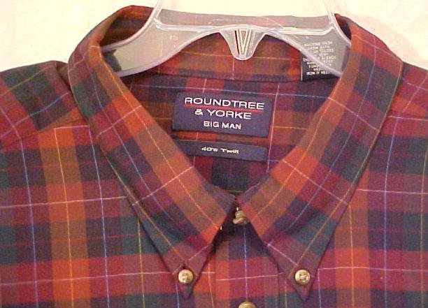 New Roundtree & Yorke Button Down Long Sleeve Shirt 40's Twill 4X 4XL Big Tall Men's Clothing 702601