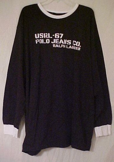 New Ralph Lauren Polo Jeans Long Sleeve Aviator T-Shirt 3XLT 3XT Big Tall Mens Clothing 803041