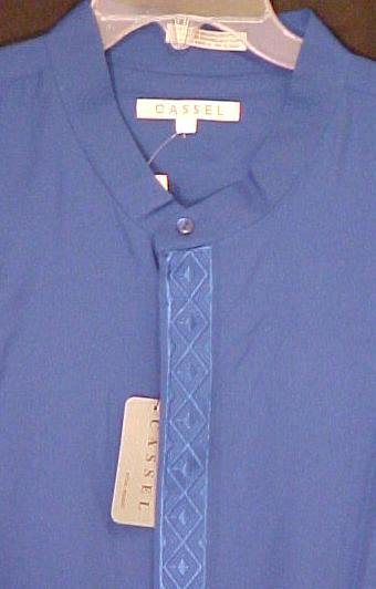 Royal Blue Band Collar Long Sleeve Shirt Size 3X Urban Fashions Big Tall Mens Clothing 803061