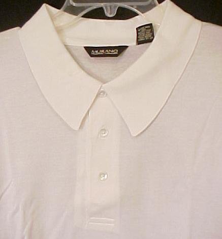 Murano Polo Shirt Pull Over Golf Collar White Size 4XL 4X Big Tall Men's Clothing 803521