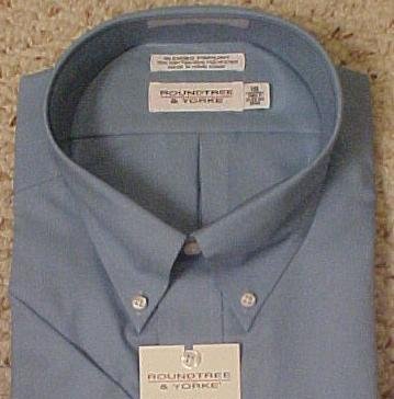 New Dress Shirt Blue Short Sleeve Size 18.5 Big Men's Clothing 811671-3