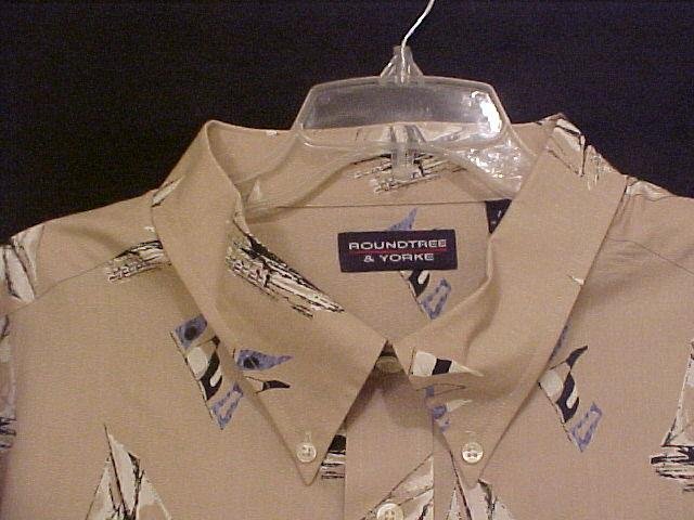 Big Tall Mens Casual Button Down Shirt Short Sleeve Size 4XT 4XLT Sail Boats - 913891