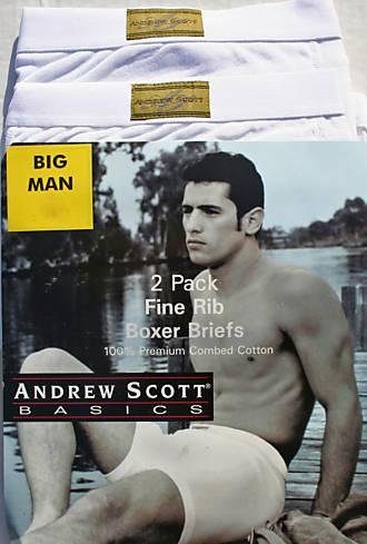 NEW Andrew Scott Boxer Briefs 2 pack Sz 6XL 6X 62-64 Big Tall Mens Clothing 33201-2
